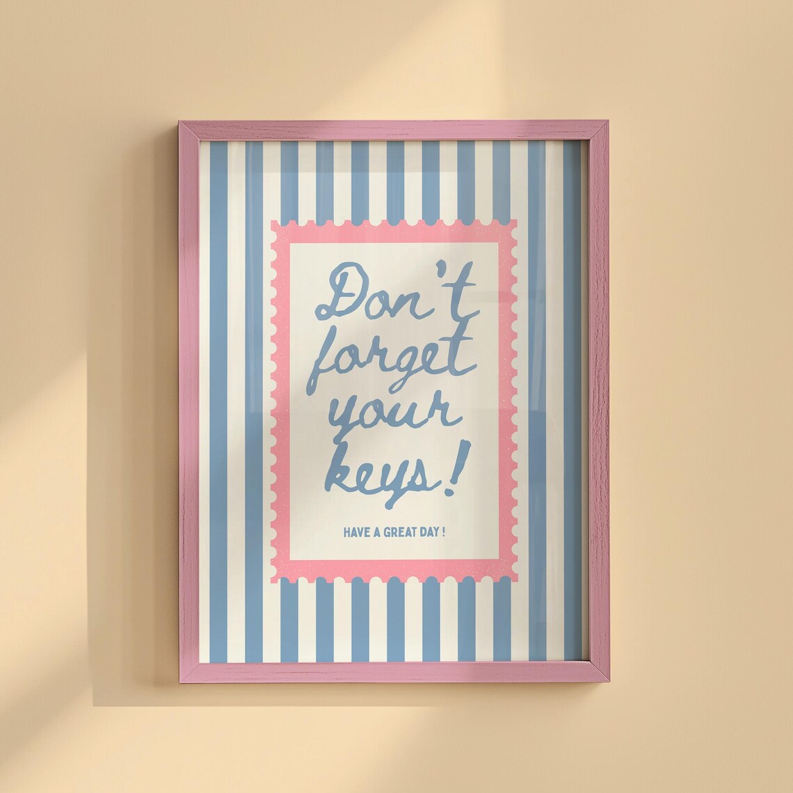 Dont Forget Your Keys Entryway Reminder Striped Script Quote Poster