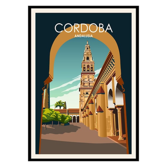 Cordoba Andalusia Spain Vintage Travel Poster Bell Tower Arch