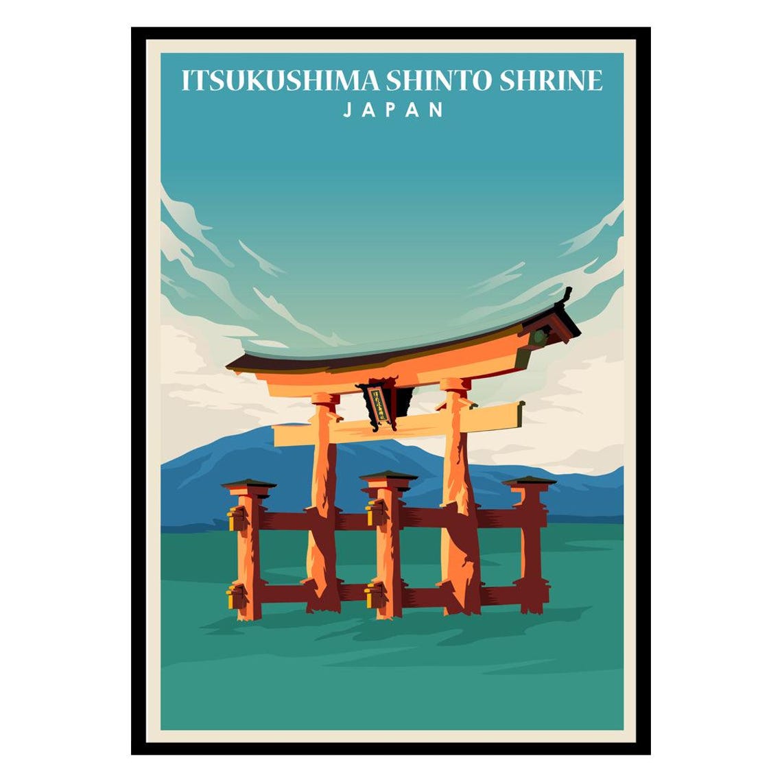 Itsukushima Shinto Shrine Floating Torii Gate Japan Travel Poster