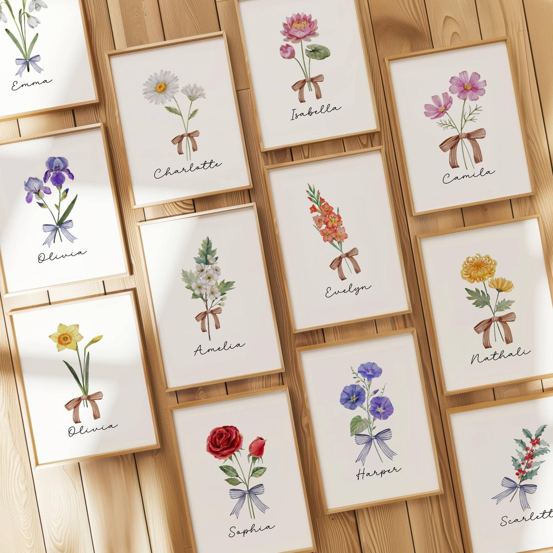 Olivia Iris Birth Flower Personalized Watercolor Nursery Poster - Image 4
