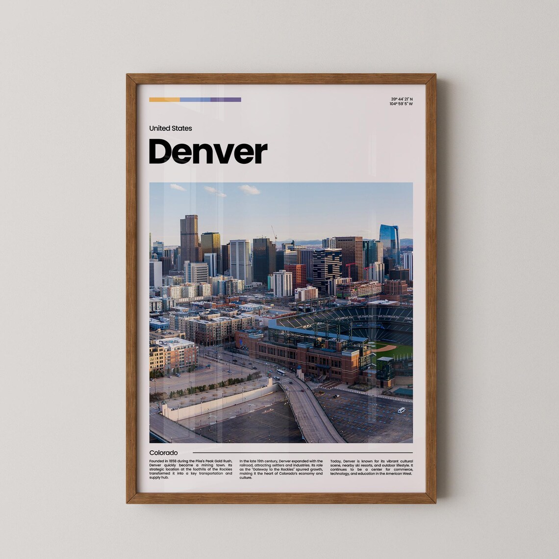 Denver Colorado Downtown Aerial Cityscape Travel Photography Poster