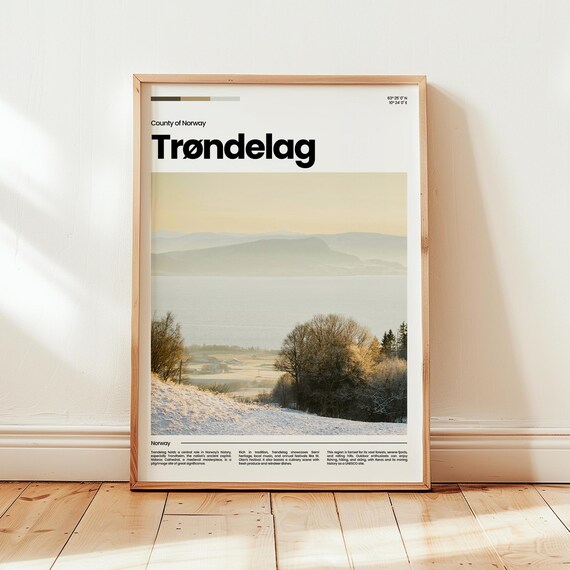 Trondelag Norway Winter Fjord Valley Snow County Travel Poster