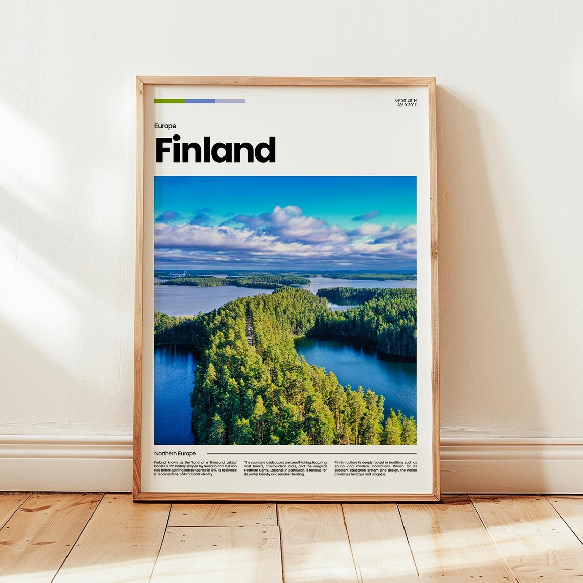 Finland Northern Europe Forest Lakes Aerial Photo Travel Poster