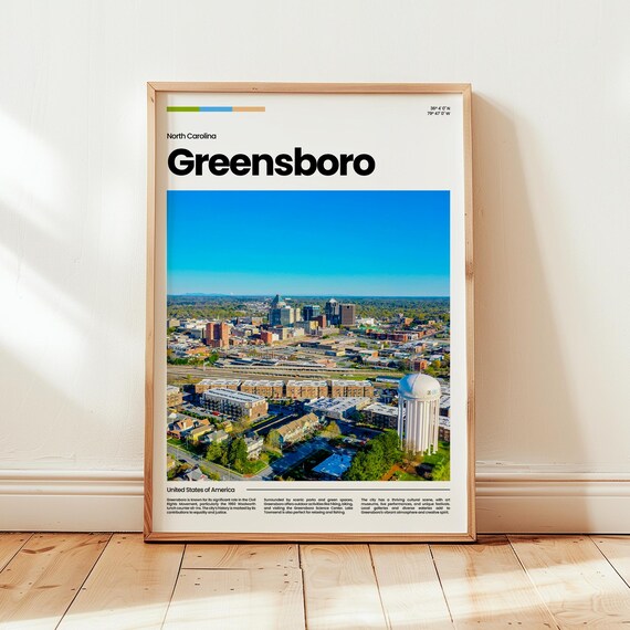 Greensboro Poster Print Photo Wall Art North Carolina Travel Gift
