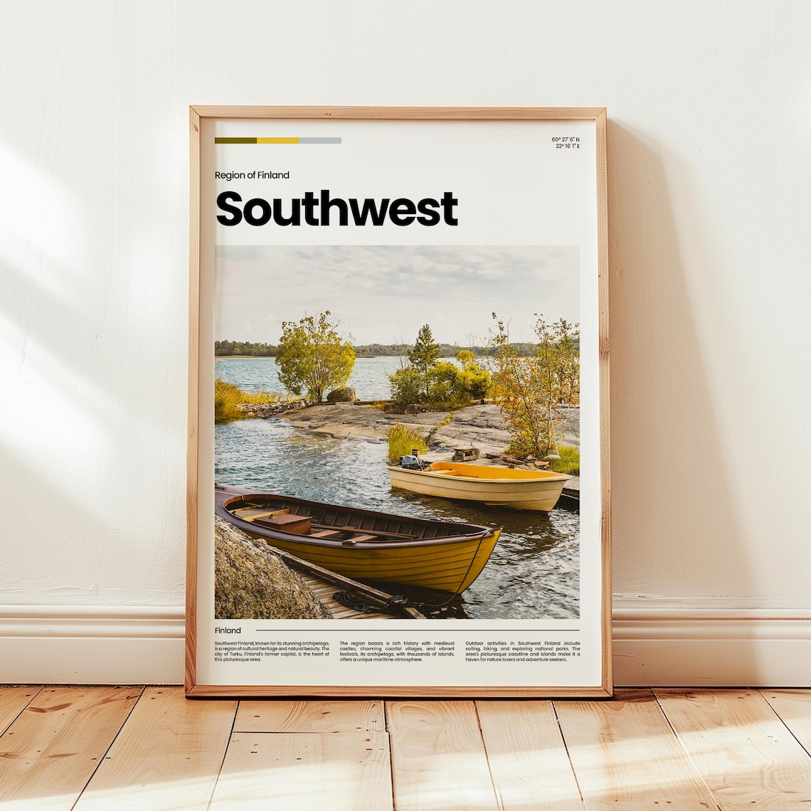 Southwest Finland Wooden Boats Rocky Shore Lake Travel Photo Poster