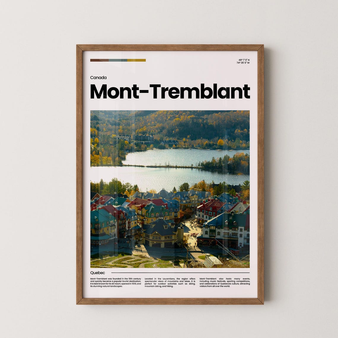 Mont-Tremblant Ski Resort Village Lake Autumn Quebec Travel Poster