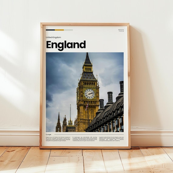 England United Kingdom Big Ben London Landmark Travel Poster Art