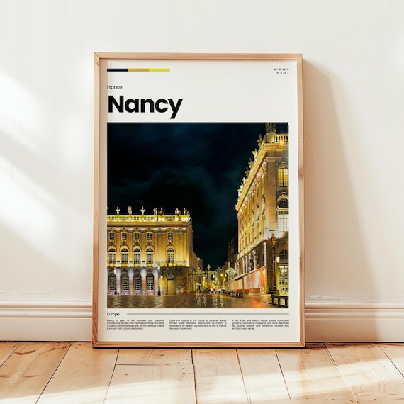 Nancy France Night Travel Poster Lit Historic Square Photo Art