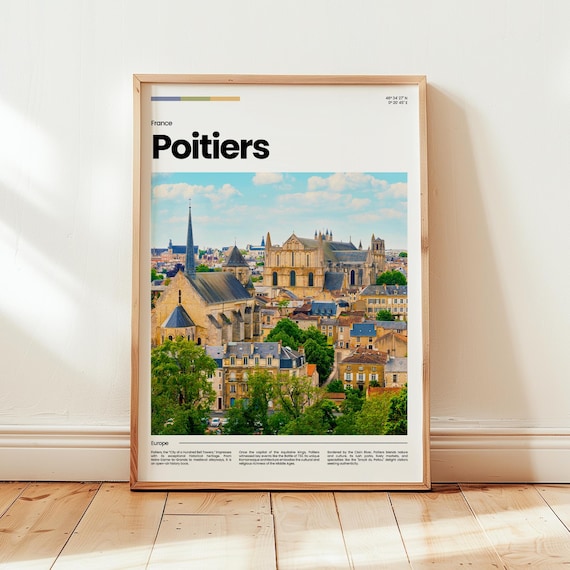 Poitiers France Historic Cathedral Old Town Cityscape Travel Poster