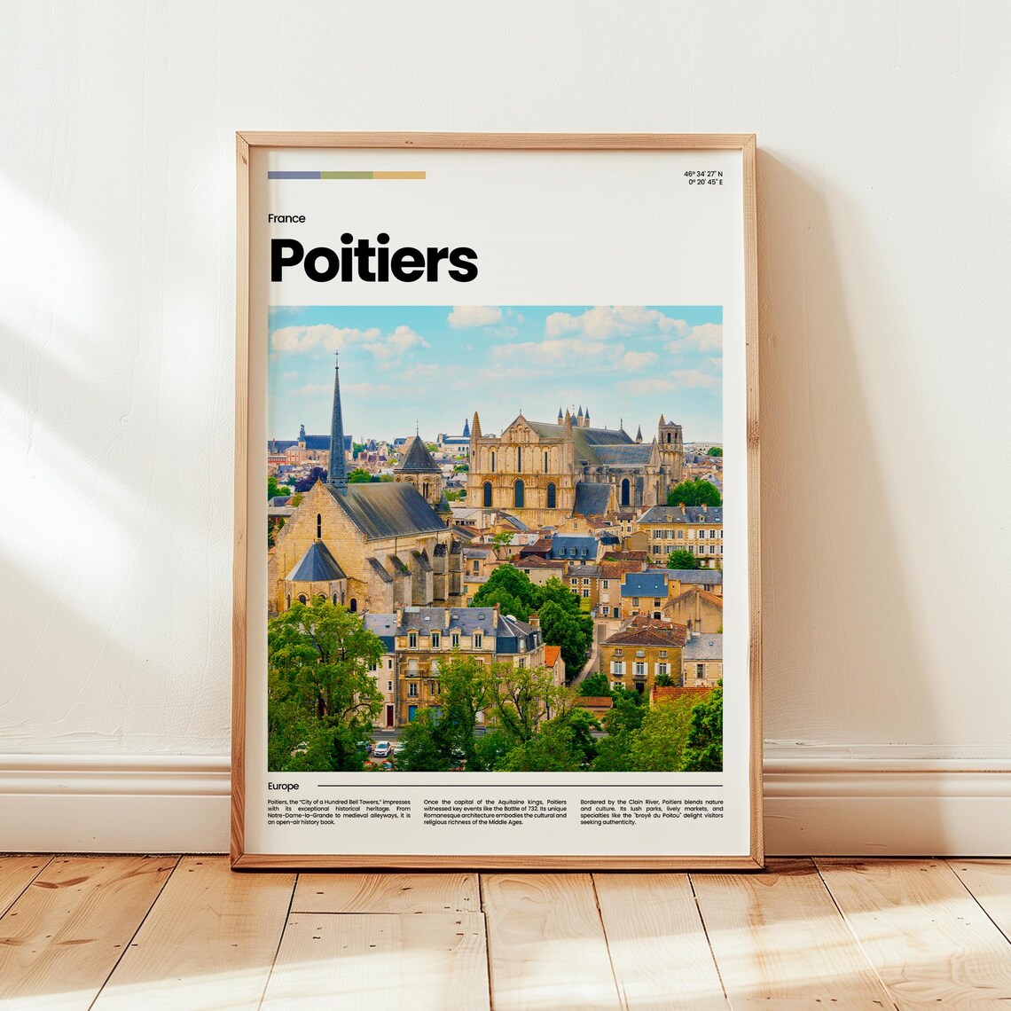 Poitiers France Historic Cathedral Old Town Cityscape Travel Poster