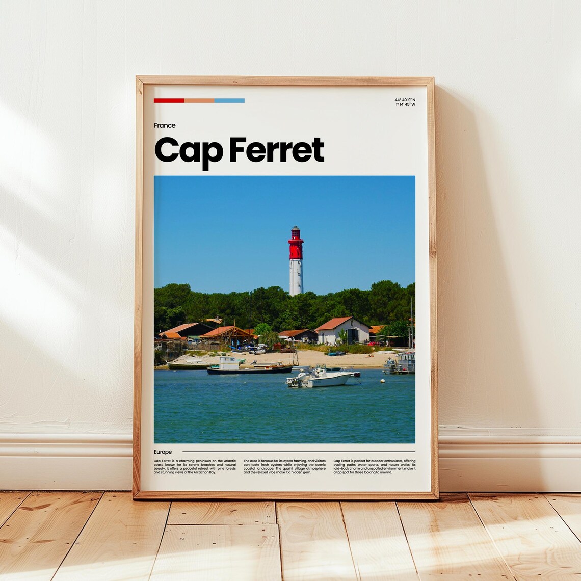 Cap Ferret France Red White Lighthouse Fishing Boats Harbor Poster