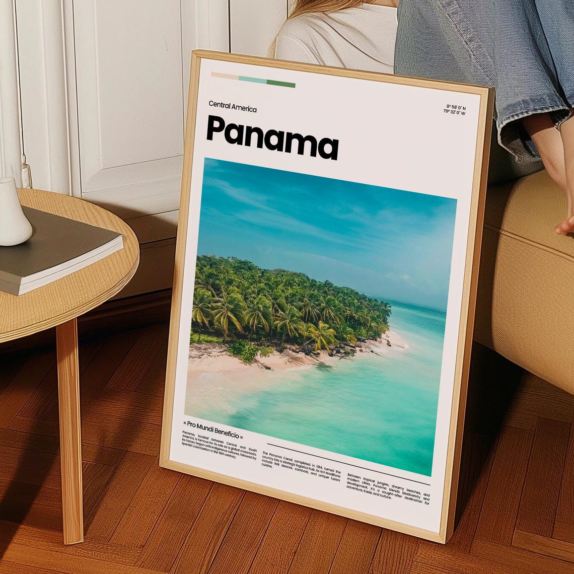 Panama Palm Island Beach Aerial Turquoise Water Central America Poster - Image 3