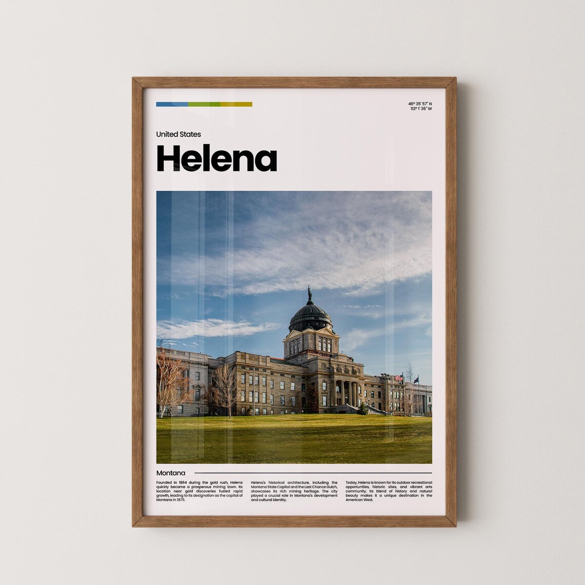 Helena Montana State Capitol Dome Big Western Sky Travel Poster