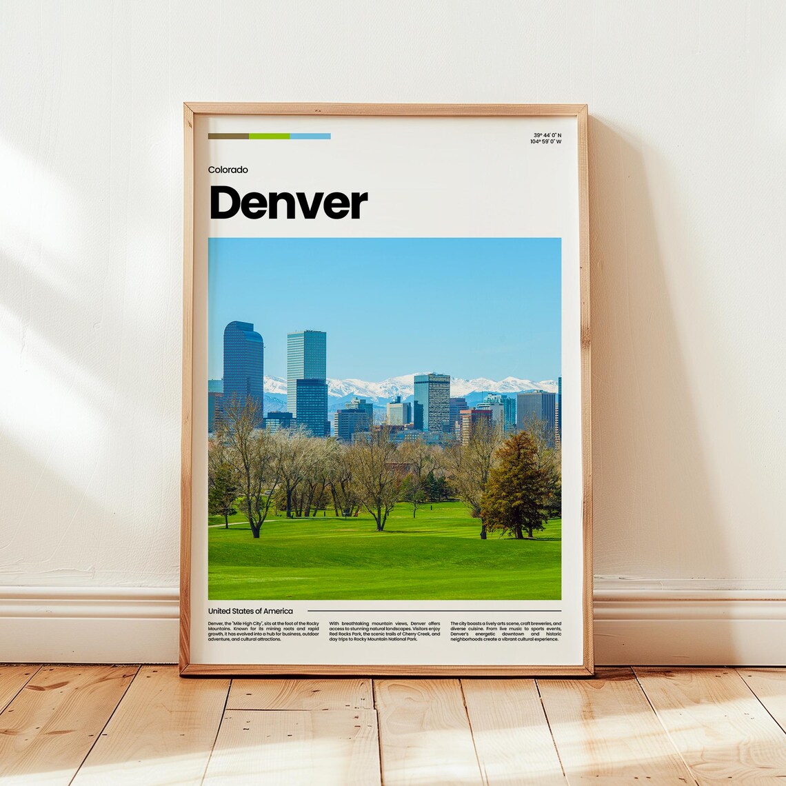 Denver Colorado Skyline Rocky Mountains Park Photo Travel Poster