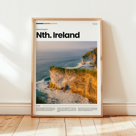 Northern Ireland Coast Sea Arch Cliffs Dramatic Ocean Poster