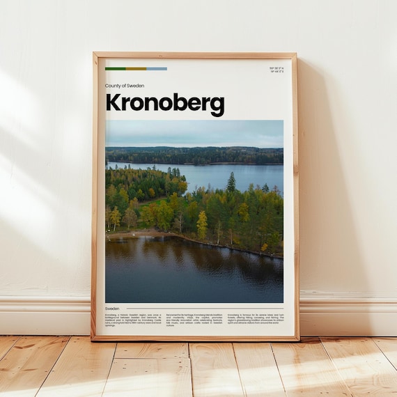 Kronoberg Sweden Autumn Lake Forest Aerial Photo Travel Poster