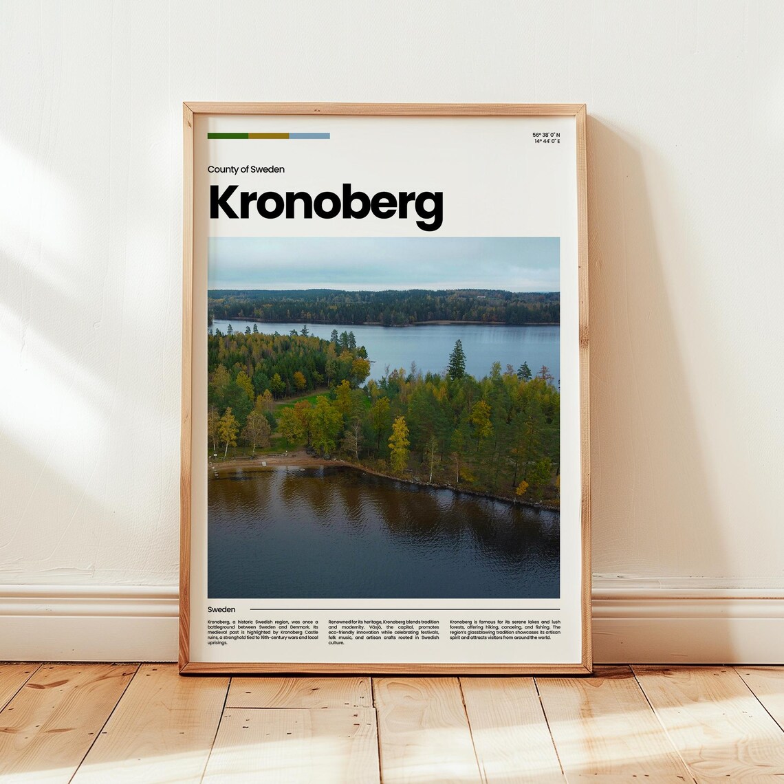 Kronoberg Sweden Autumn Lake Forest Aerial Photo Travel Poster