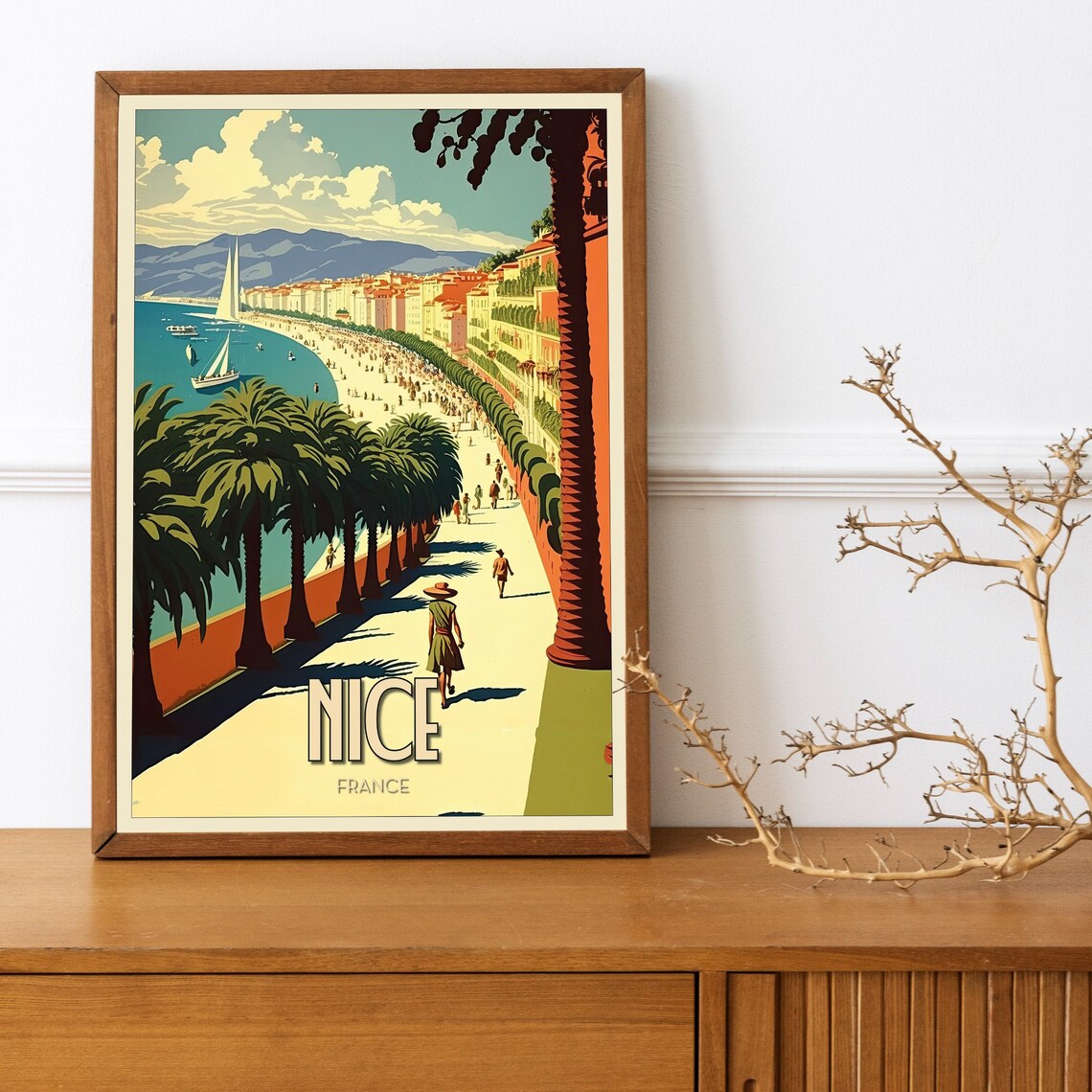 Nice France Riviera Promenade Palm Beach Vintage Travel Poster - Image 2