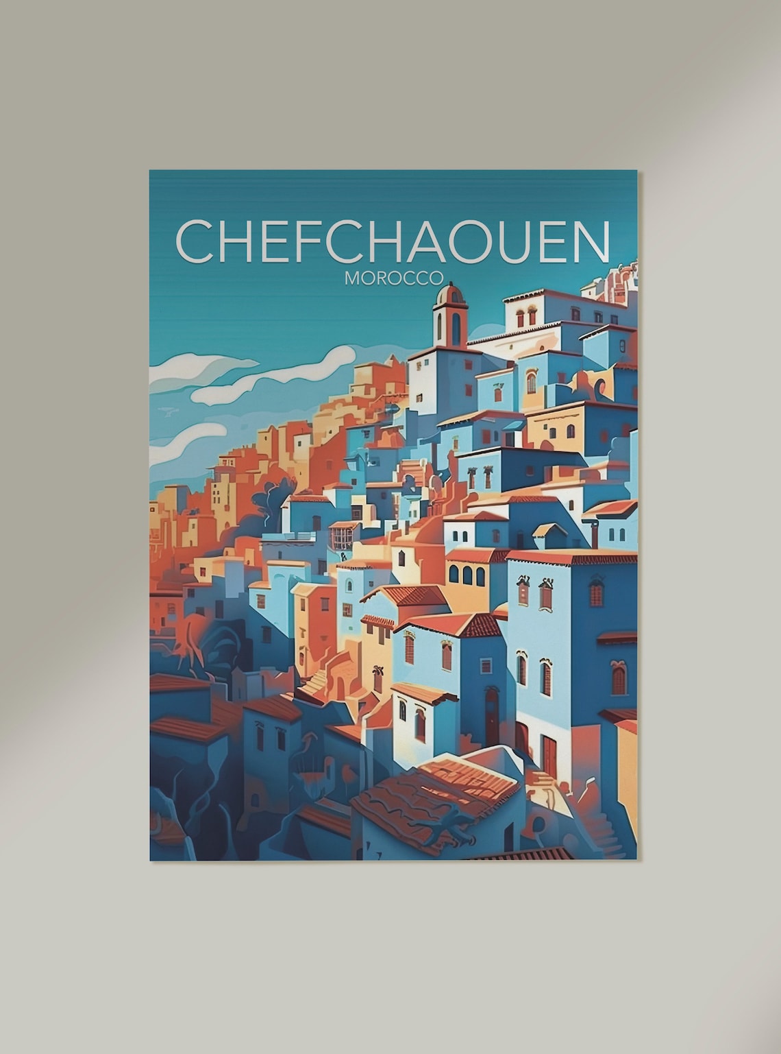 Chefchaouen Morocco Blue City Medina Kasbah Modern Travel Poster - Image 2