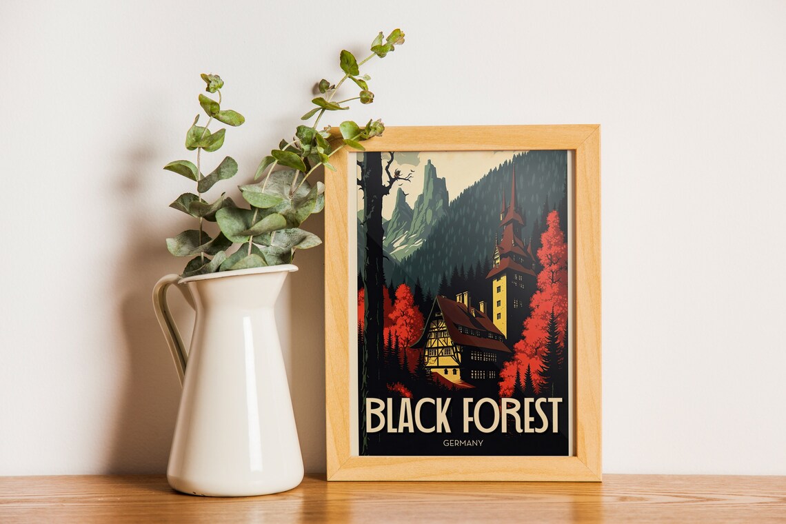 Black Forest Germany Fairy Tale Autumn Chalet Mountain Vintage Poster - Image 3