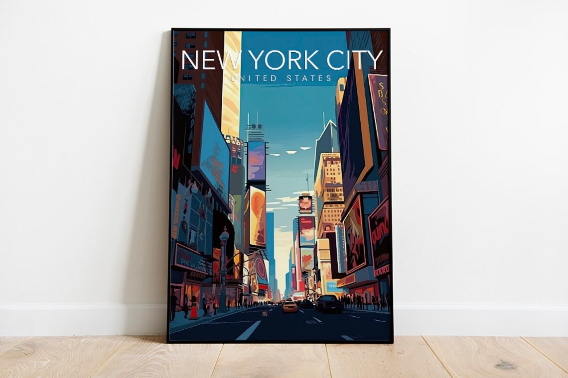 New York City Times Square Neon Billboards Street Scene Poster - Image 2