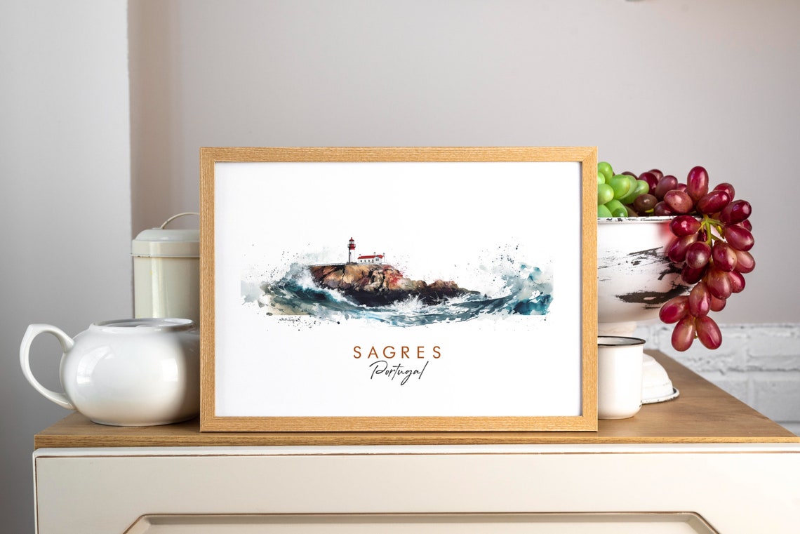 Sagres Portugal Dramatic Cliffside Lighthouse Ocean Waves Poster - Image 3