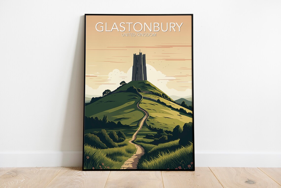 Glastonbury Modern Travel Poster Print