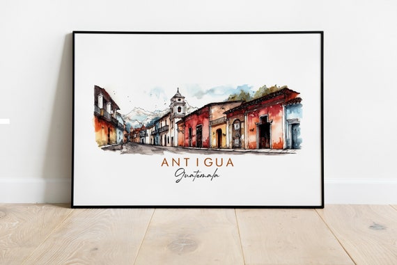 Antigua Guatemala Minimalist Ink Print Available In Many Sizes And Finishes