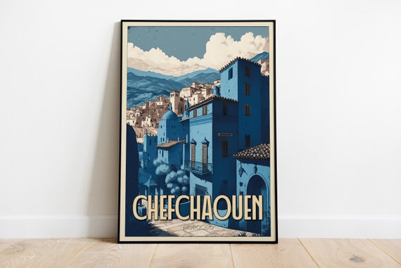 Chefchaouen Morocco Art Print Vintage Poster Print Available In Many Sizes Or