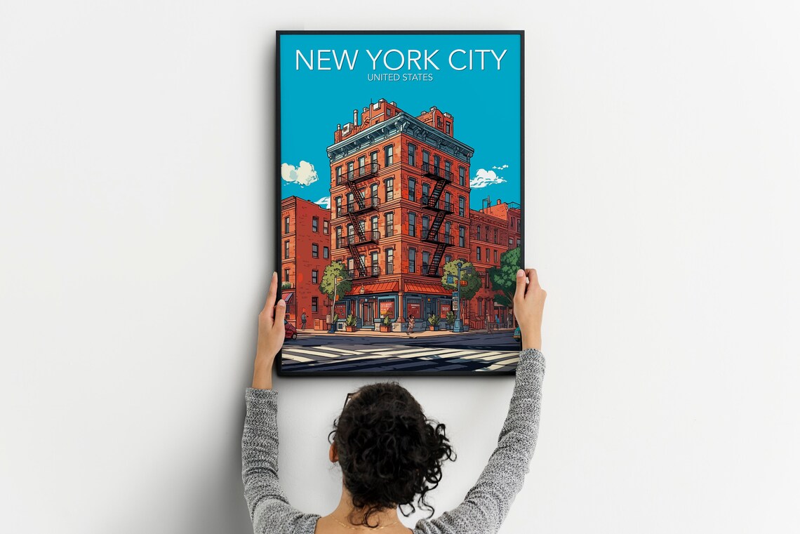 New York City Greenwich Village Brownstone Street Travel Poster - Image 2