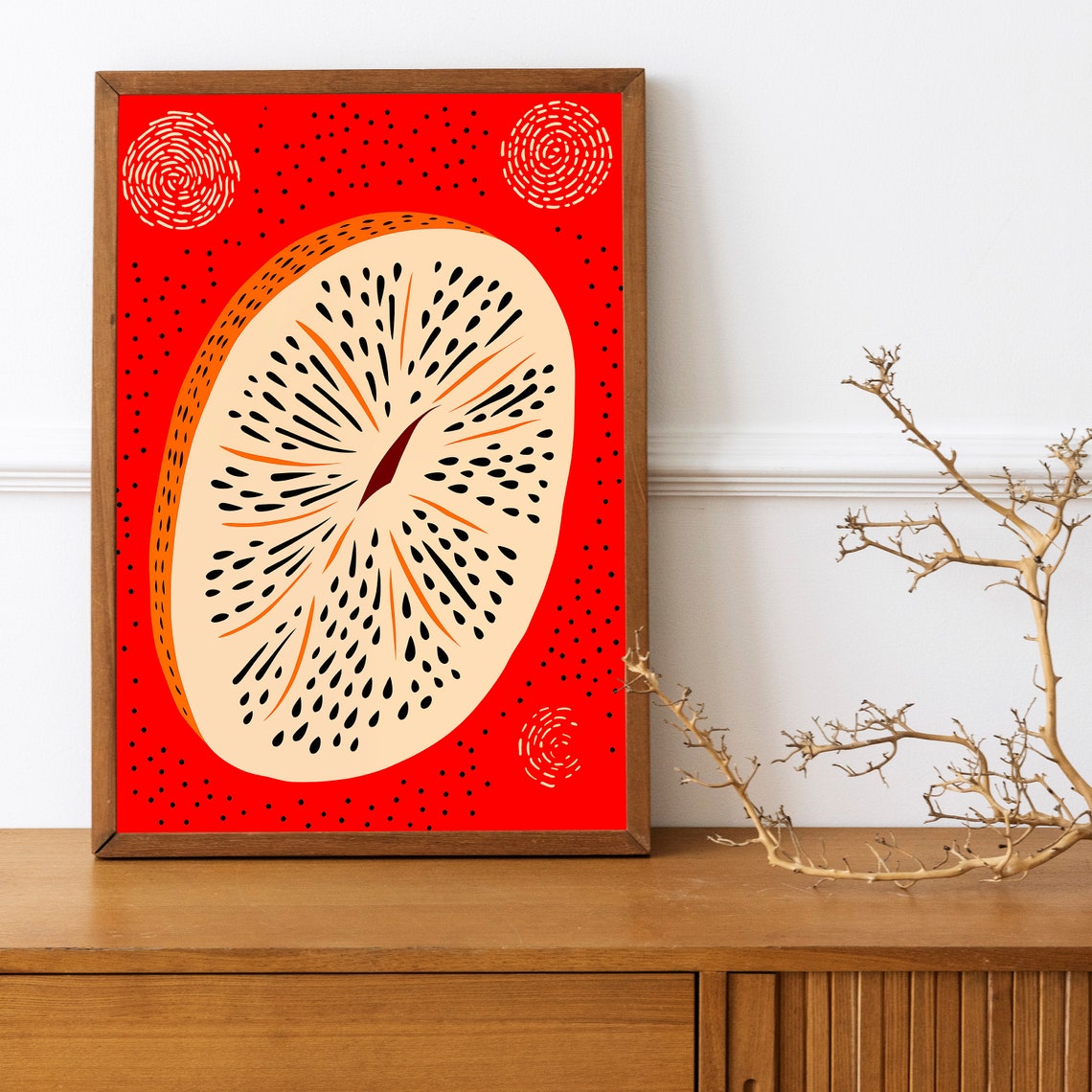 Watermelon Slice Pop Art Bold Red Background Graphic Fruit Art Poster - Image 3
