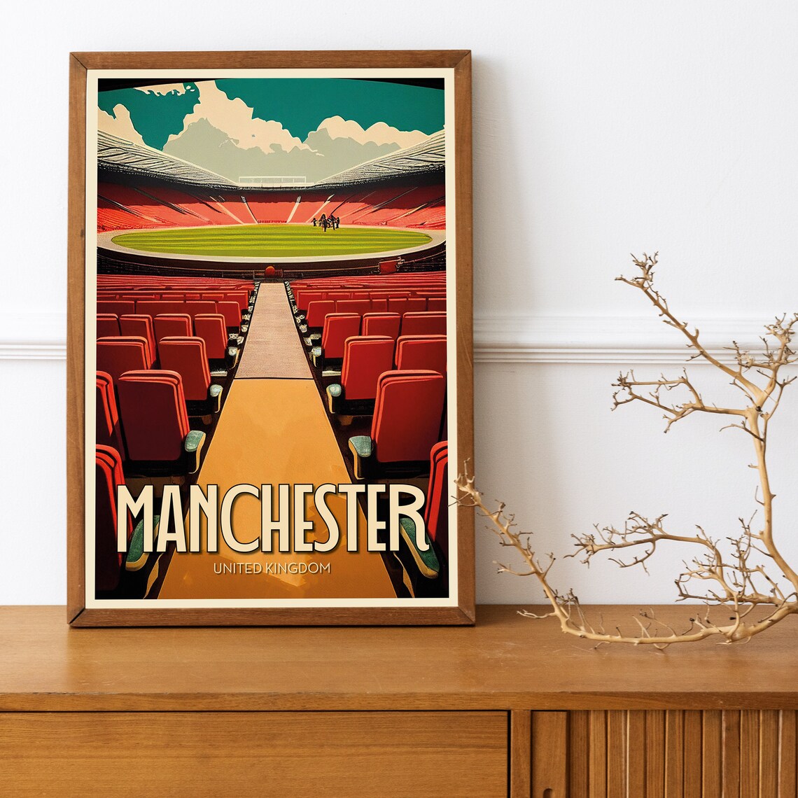 Old Trafford Manchester Vintage Travel Poster Print