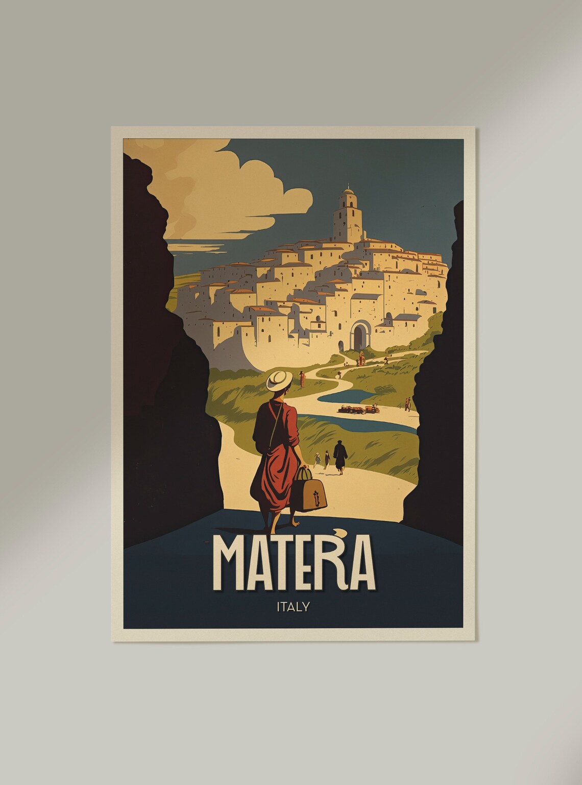 Matera Italy Ancient Cave City Hilltop Vintage Travel Poster - Image 2