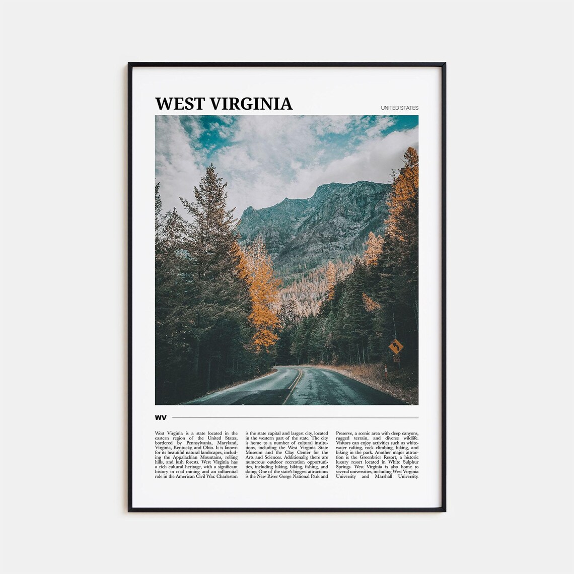 West Virginia Travel Poster, USA Wall Art Print