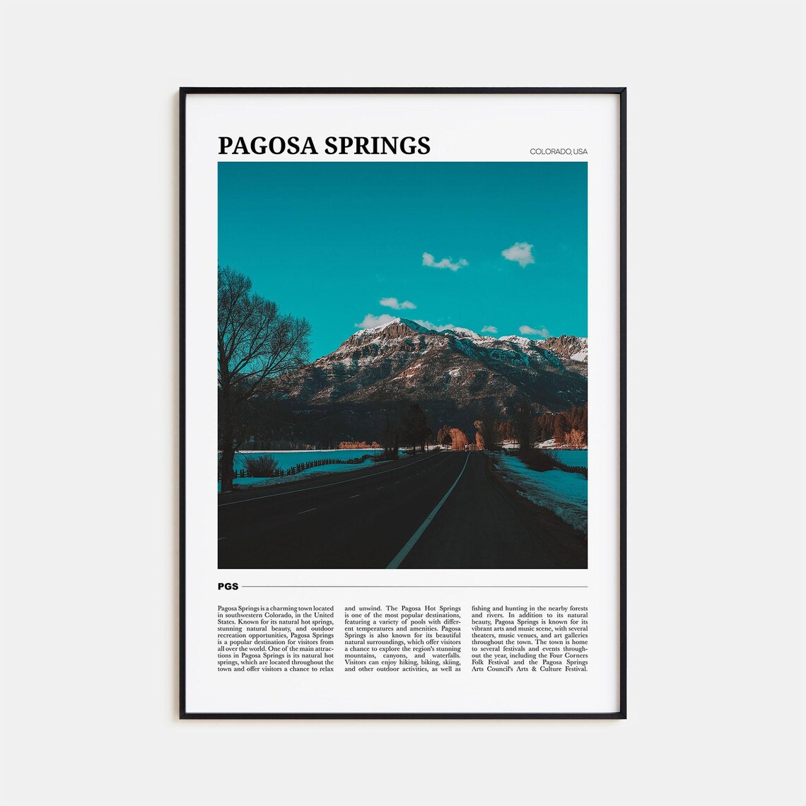 Pagosa Springs Travel Poster, USA Wall Art Print