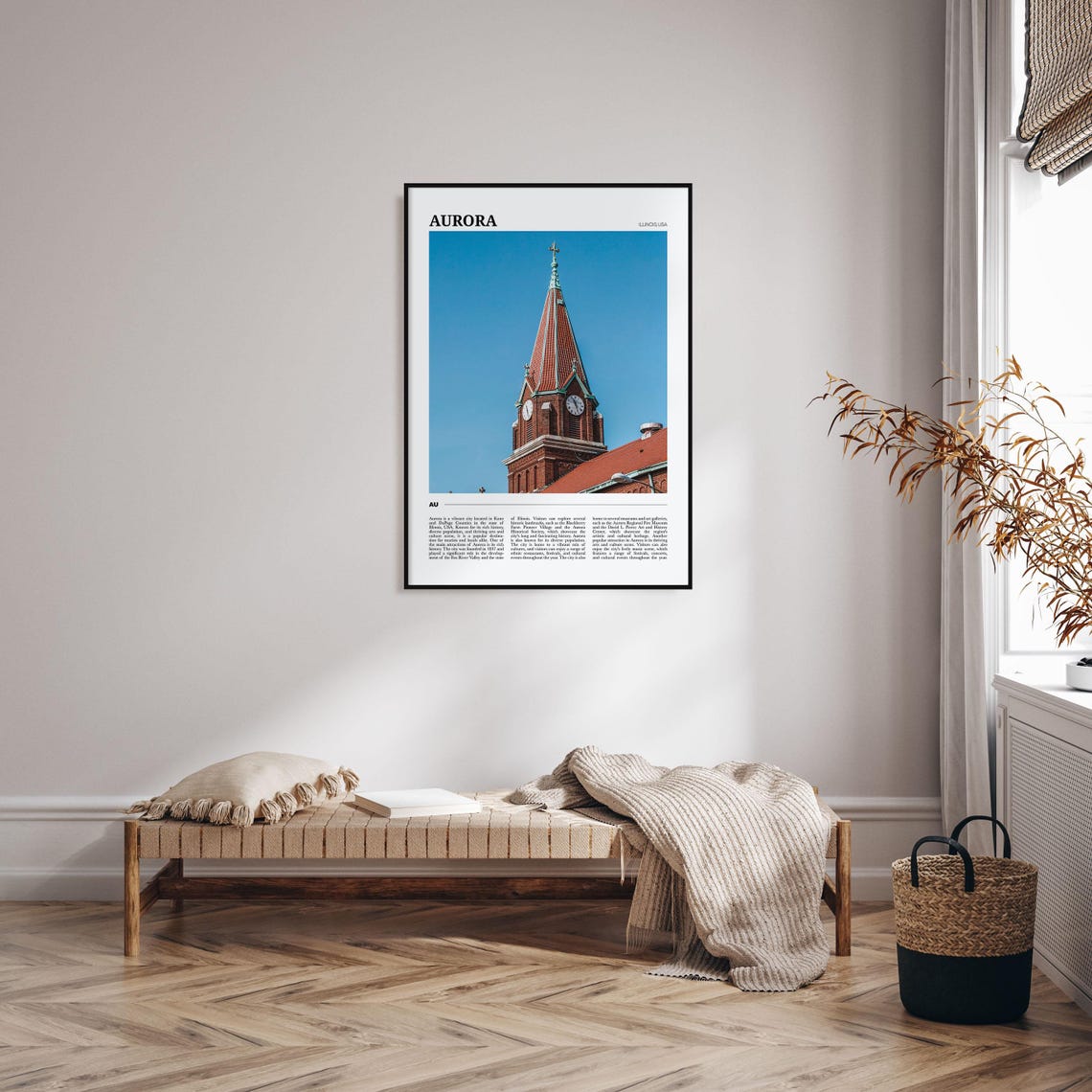 Aurora Illinois Historic Brick Church Steeple Clock Tower Poster - Image 4