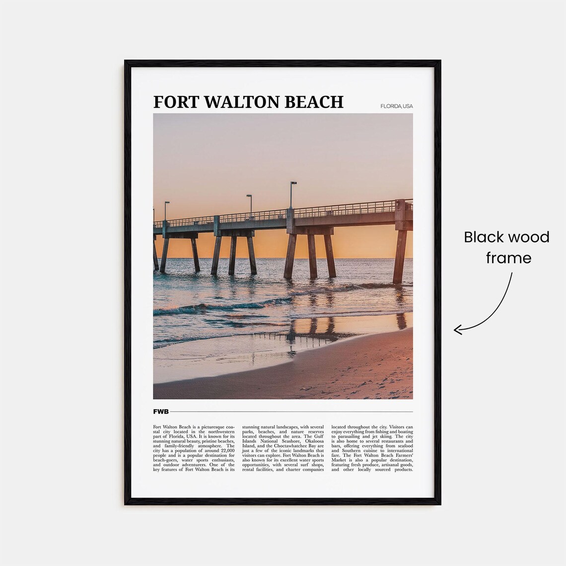 Fort Walton Beach Florida USA Sunset Fishing Pier Photo Travel Poster - Image 2