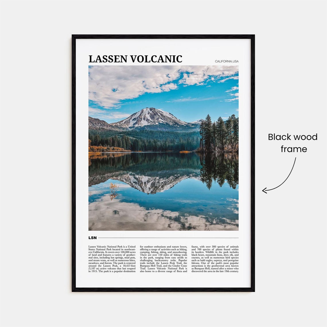 Lassen Volcanic California Mountain Lake Reflection Travel Poster - Image 2