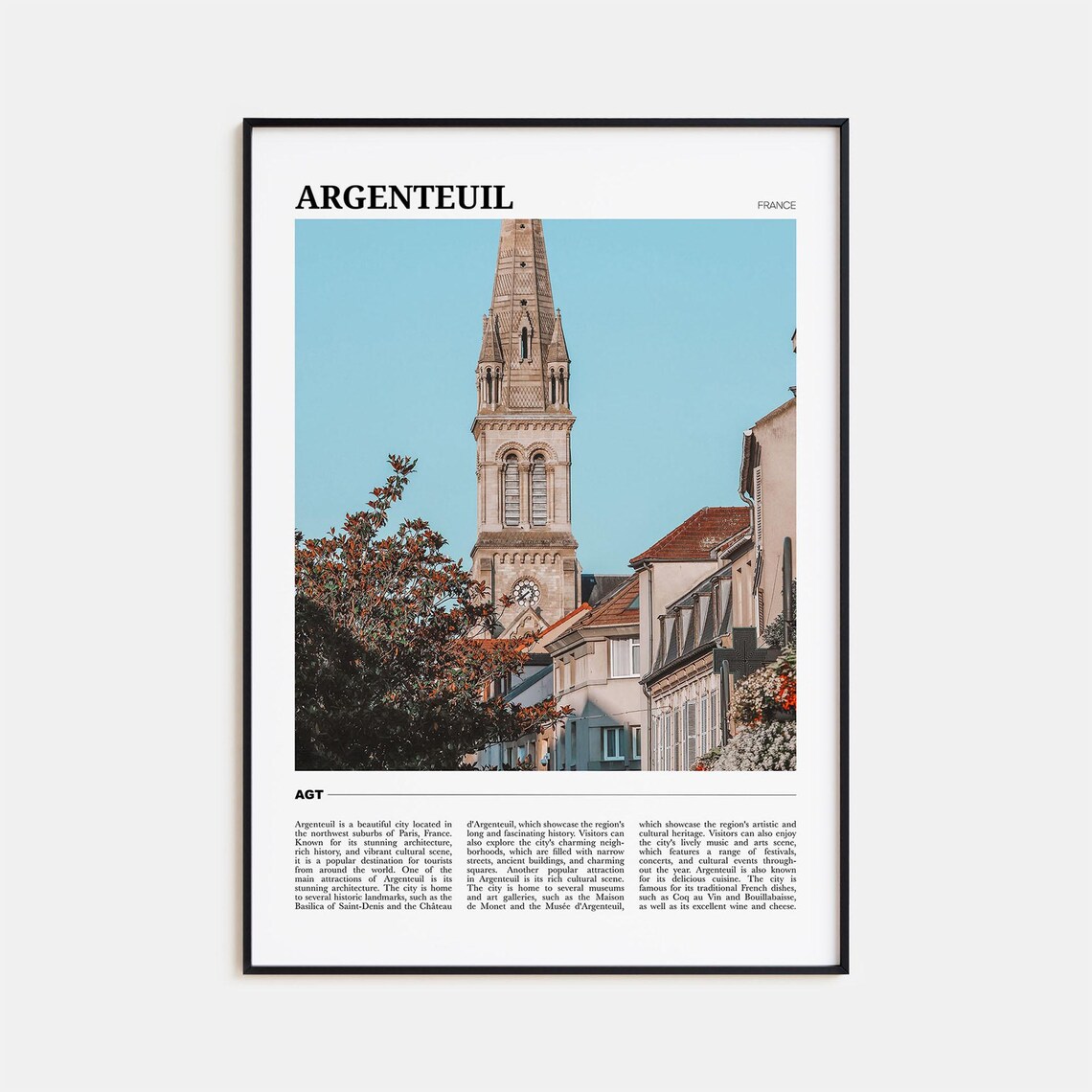 Argenteuil France Historic Church Bell Tower Facade View Poster