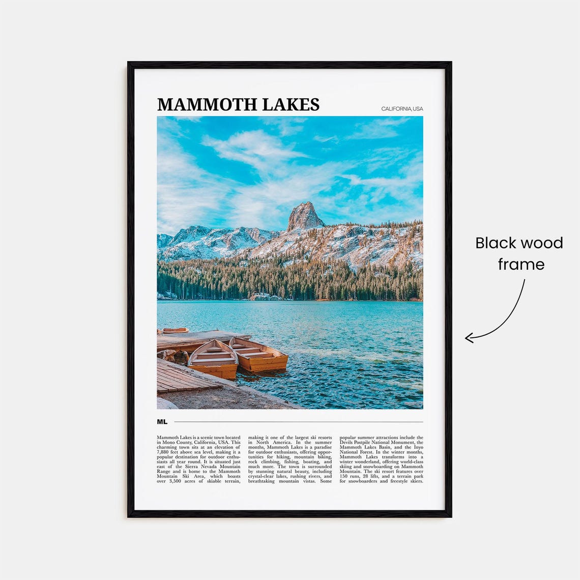 Mammoth Lakes California Alpine Lake Canoes Mountain View Poster - Image 2