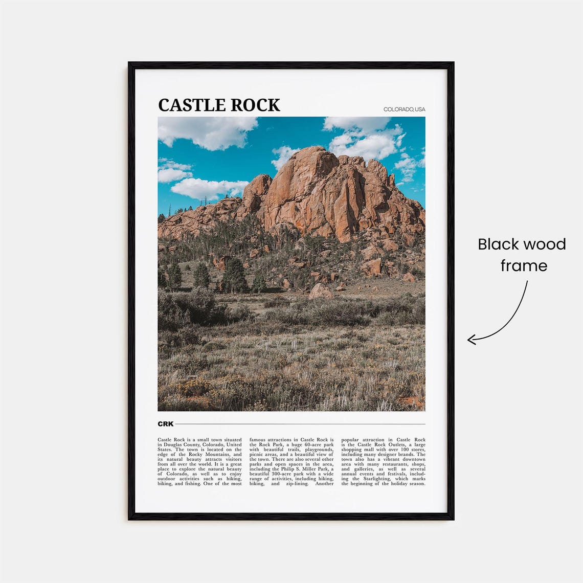 Castle Rock Colorado USA Red Rock Formation Travel Guide Poster - Image 2