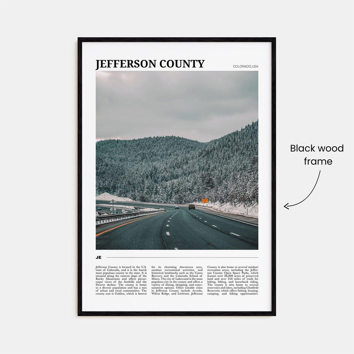Jefferson County Colorado Snowy Mountain Travel Photography Poster - Image 2
