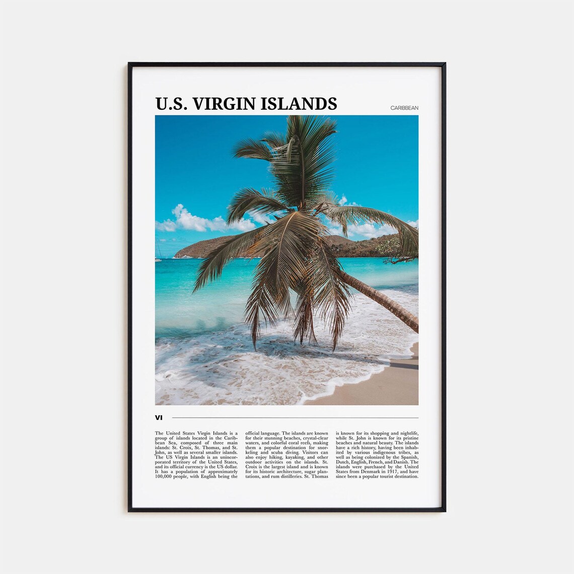 U.S. Virgin Islands Caribbean Palm Beach Photo Editorial Travel Poster
