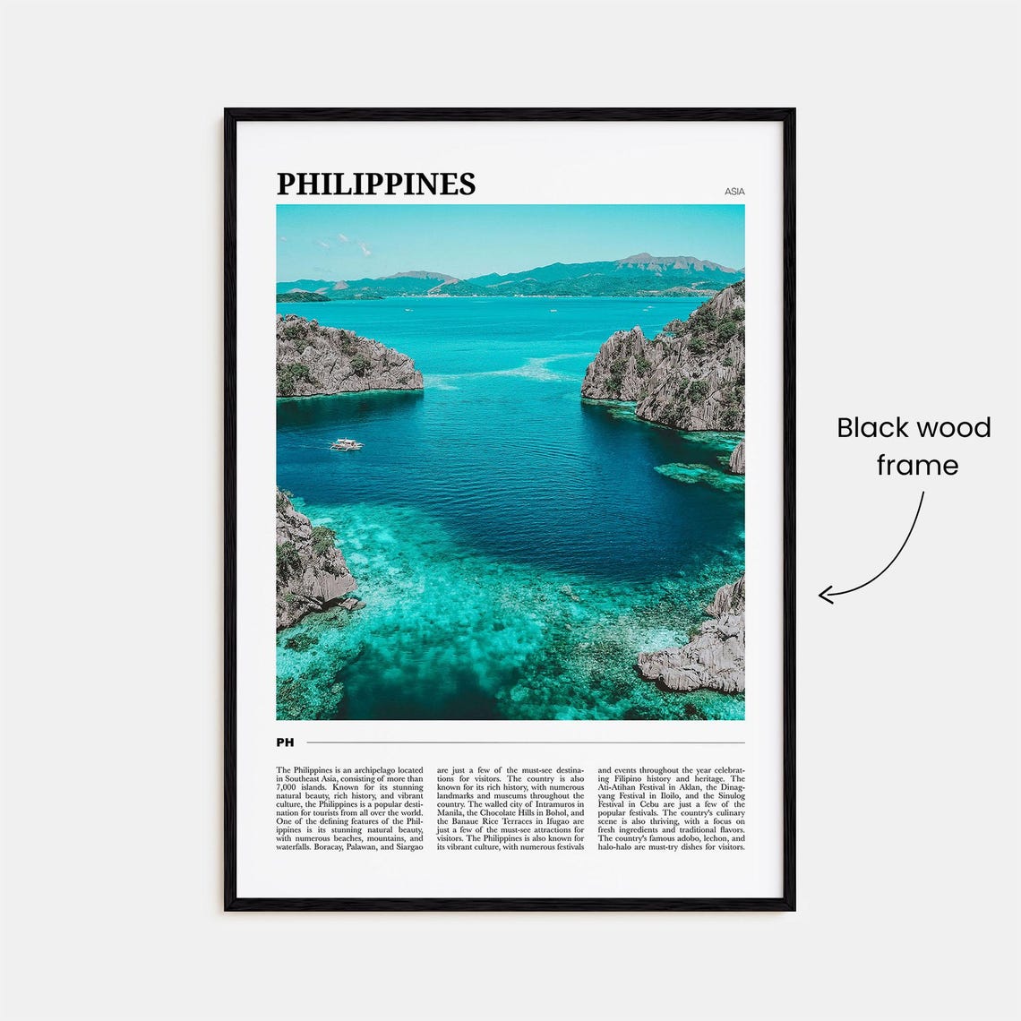 Philippines Tropical Lagoon Turquoise Water Limestone Travel Poster - Image 2