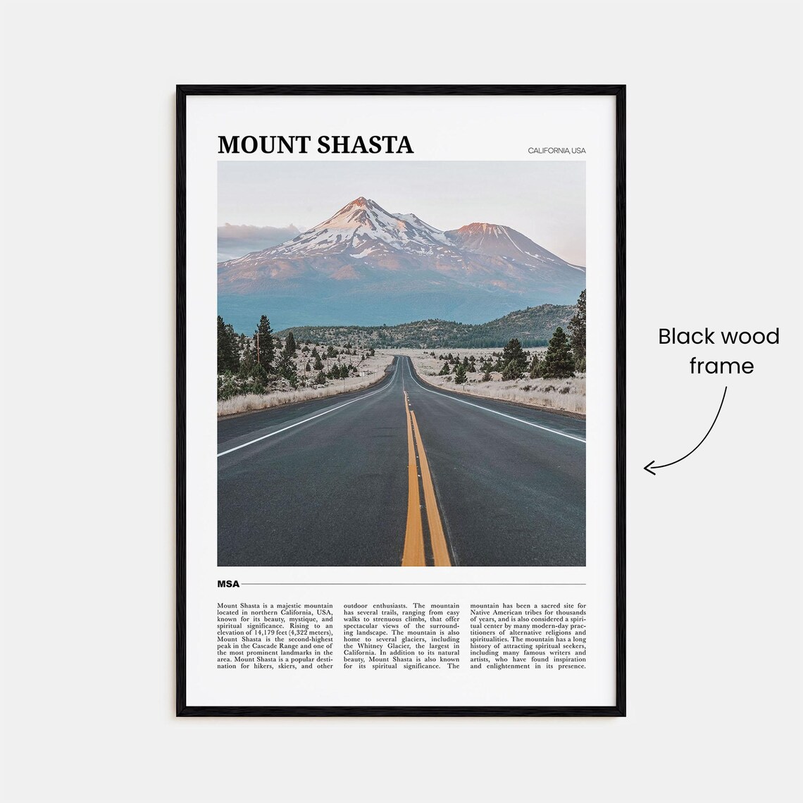 Mount Shasta Travel Poster, California Wall Art Print - Image 2