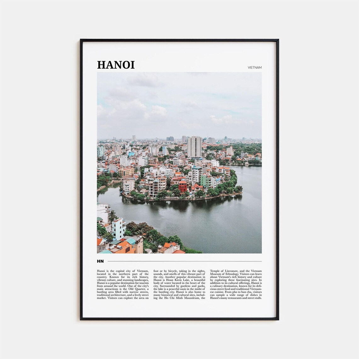 Hanoi Vietnam Cityscape Lake Old Quarter Skyline Photo Travel Poster