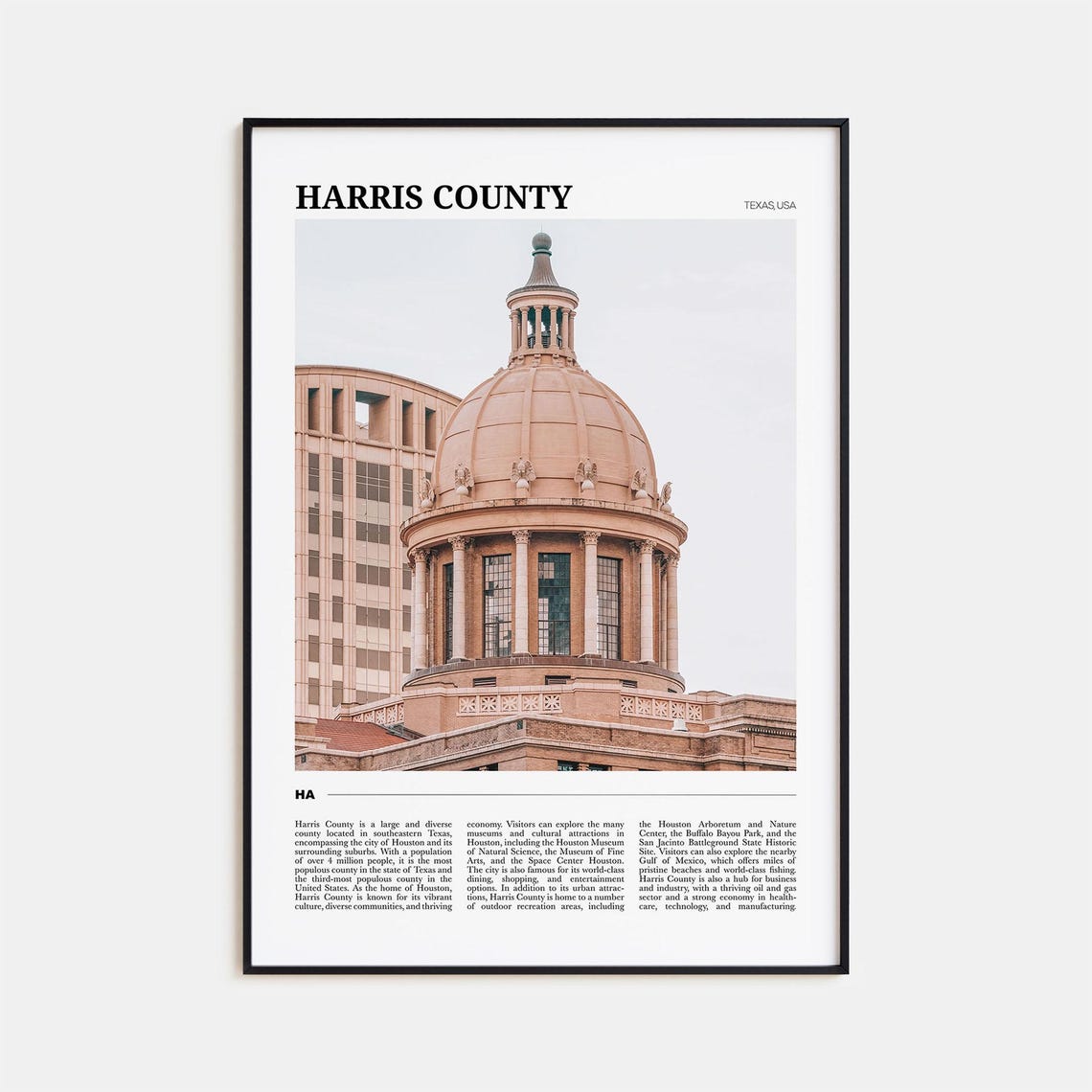 Harris County Texas Domed Courthouse Travel Photography Poster