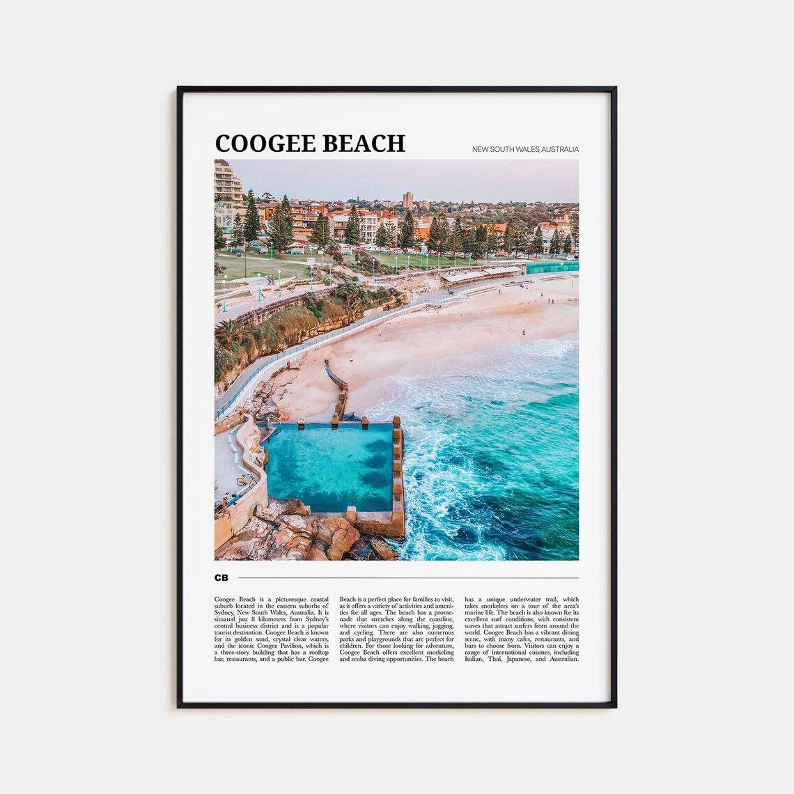 Coogee Beach Travel Poster, Australia Wall Art Print