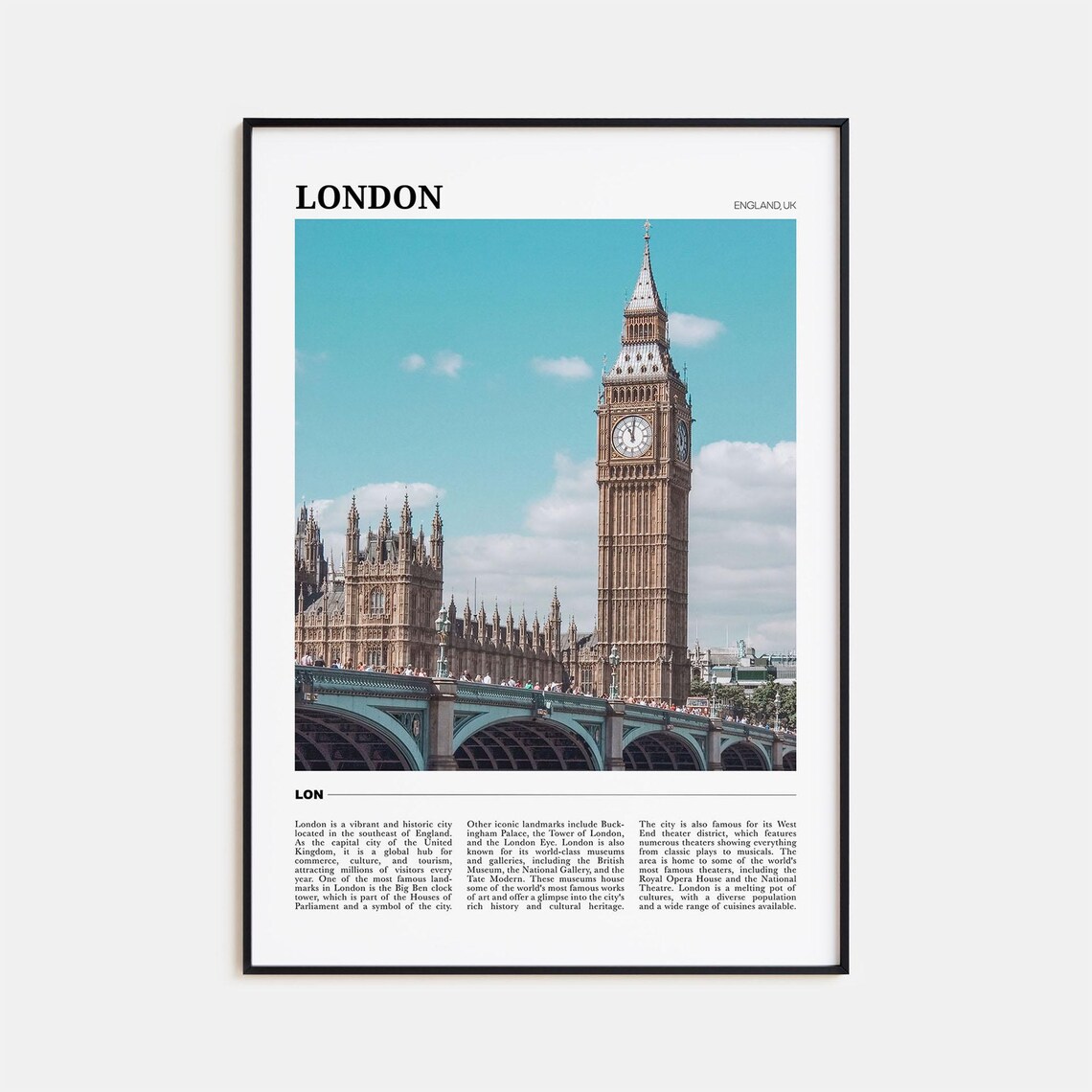 London Travel Poster No 2, England Travel Poster
