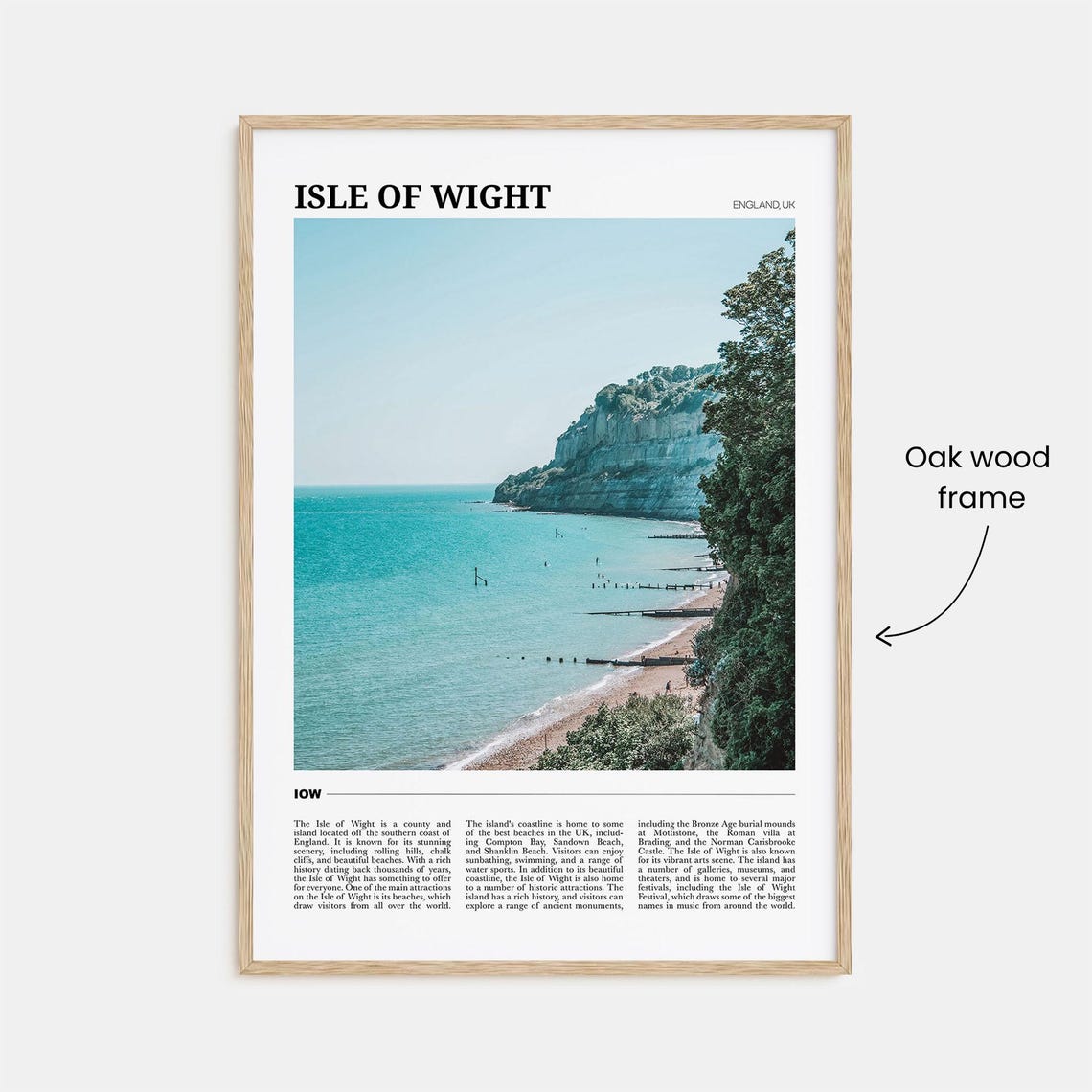 Isle Of Wight England Travel Poster Chalk Cliffs Beach Coast View - Image 3